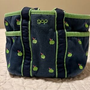 GAP Navy Blue & Green Canvas Apple Baby Girl Purse Bag